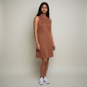 Altar'd State Mauve Scalloped Trim Mock Neck Suede Dress Size M Sleeveless